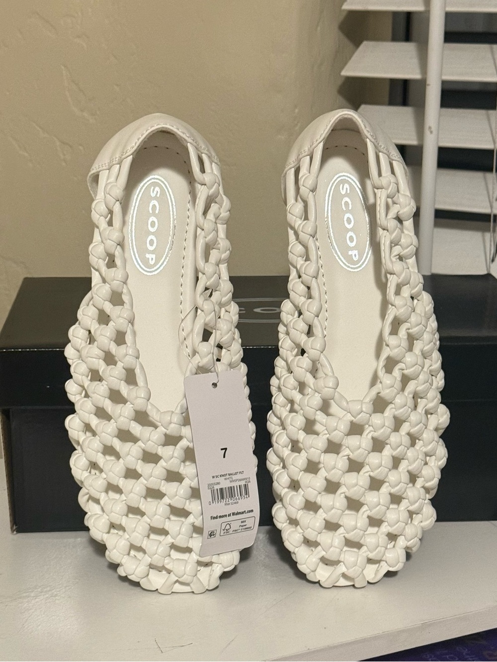 Scoop White Braided Slip-On Flats for Women